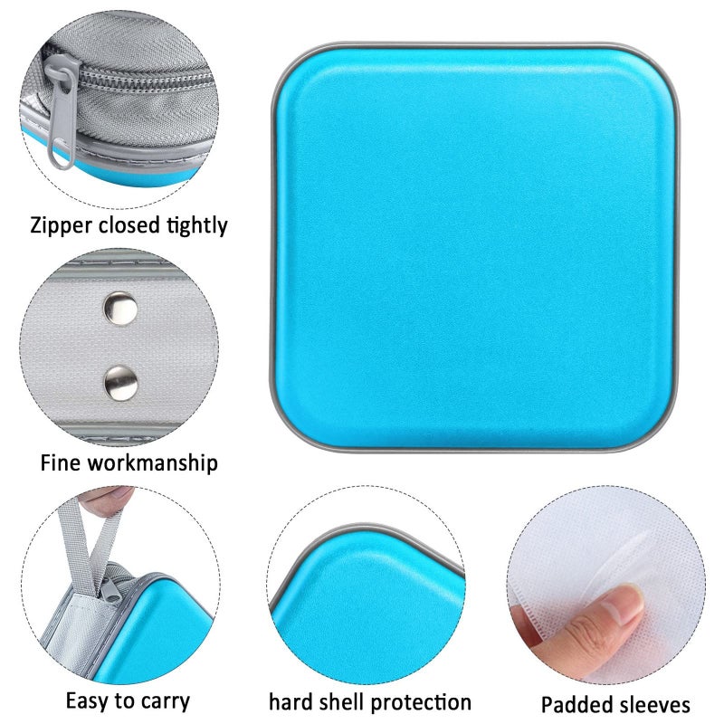 Siveit CD Case, 40 Capacity CD/DVD Case Holders Wallet Hard Plastic DVD Disc Cases Storage Binder for Car Home Office Travel (Sky Blue) - Image 2